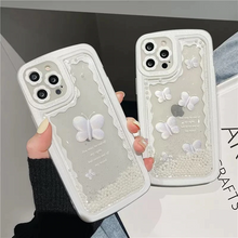 画像をギャラリービューアに読み込む, 韓国っぽバタフライ柄液体ケース iphoneケーススマホ ケースiphone13ケース  iphone14ケース
