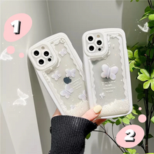 画像をギャラリービューアに読み込む, 韓国っぽバタフライ柄液体ケース iphoneケーススマホ ケースiphone13ケース  iphone14ケース
