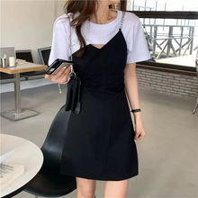 画像をギャラリービューアに読み込む, 旬顔コリヨジャ ワンピ オープンデザイン フェイクツーピースワンピ ドッキング シルバー ミニワンピ ミニ丈 カジュアル 韓国っぽ
