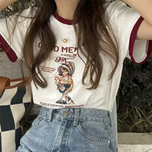 画像をギャラリービューアに読み込む, 半袖Tシャツ レディース レトロ韓国系カジュアルトップスレデイーズラウンドネック
