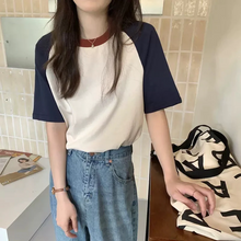 画像をギャラリービューアに読み込む, 半袖Tシャツラウンドネックシンプル トップス韓国系ストリート 系ダンス洋服
