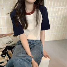 画像をギャラリービューアに読み込む, 半袖Tシャツラウンドネックシンプル トップス韓国系ストリート 系ダンス洋服
