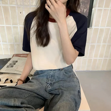 画像をギャラリービューアに読み込む, 半袖Tシャツラウンドネックシンプル トップス韓国系ストリート 系ダンス洋服
