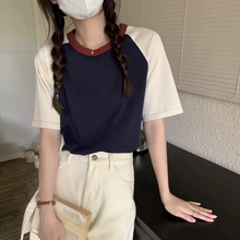 画像をギャラリービューアに読み込む, 半袖Tシャツラウンドネックシンプル トップス韓国系ストリート 系ダンス洋服
