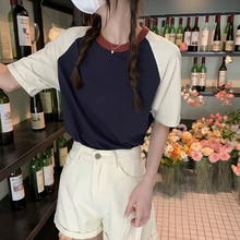 画像をギャラリービューアに読み込む, 半袖Tシャツラウンドネックシンプル トップス韓国系ストリート 系ダンス洋服
