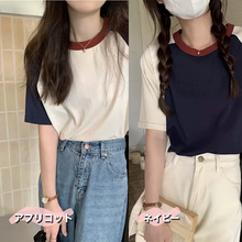 画像をギャラリービューアに読み込む, 半袖Tシャツラウンドネックシンプル トップス韓国系ストリート 系ダンス洋服
