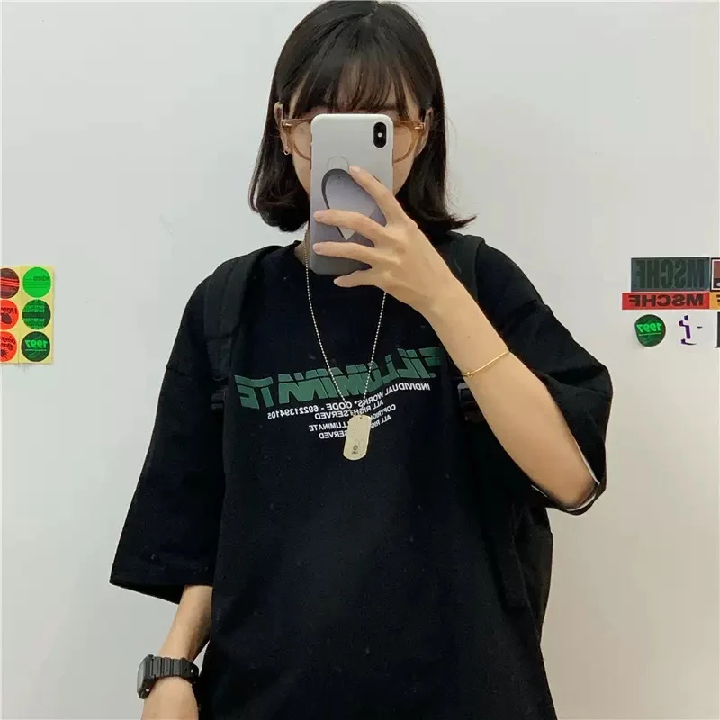 韓国っぽ大きい半袖Tシャツトップスストリート系ダンス洋服原宿 個性派