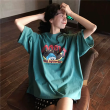 画像をギャラリービューアに読み込む, レトロ半袖Tシャツダメージ加工大きいトップス

