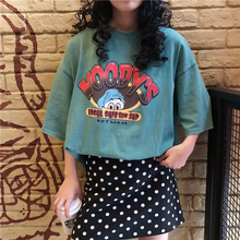 画像をギャラリービューアに読み込む, レトロ半袖Tシャツダメージ加工大きいトップス
