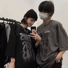 画像をギャラリービューアに読み込む, スポーティーカップルカジュアル 半袖Tシャツストリート系ダンス洋服男女兼用
