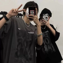 画像をギャラリービューアに読み込む, スポーティーカップルカジュアル 半袖Tシャツストリート系ダンス洋服男女兼用
