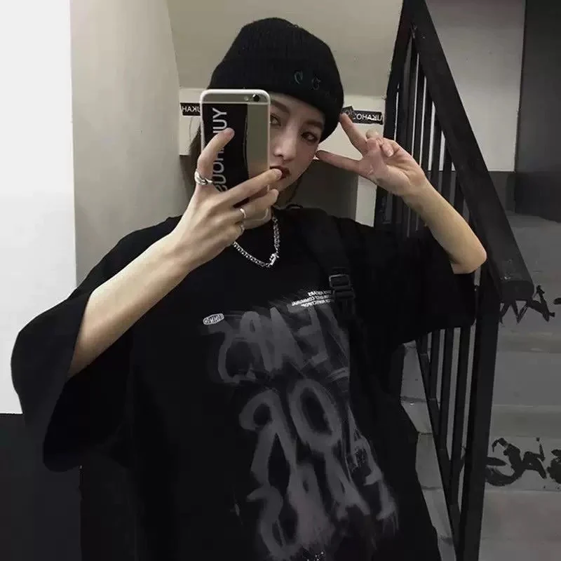 スポーティーカップルカジュアル 半袖Tシャツストリート系ダンス洋服男女兼用