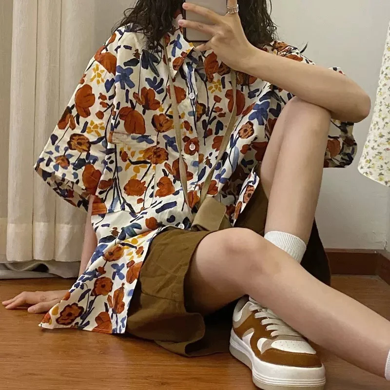 ヴィンテージ花柄シャツ半袖ファッション シャツ