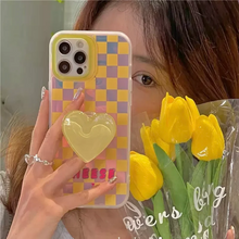 画像をギャラリービューアに読み込む, キュートなチェック柄のハート柄iPhoneケース
