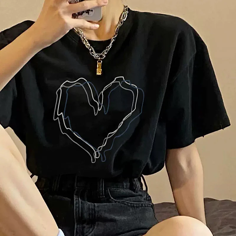オーバーサイズ ルーズ ハート ショート スリーブ T シャツ