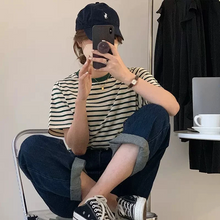 画像をギャラリービューアに読み込む, 韓国っぱルーズなサイズネック襟なし半袖Tシャツストリート系
