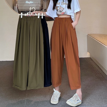 画像をギャラリービューアに読み込む, ハイウエストストレートレッグカジュアルルーズクロップドパンツ
