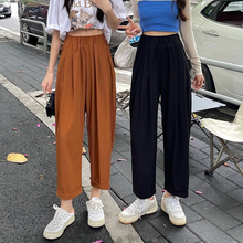 画像をギャラリービューアに読み込む, ハイウエストストレートレッグカジュアルルーズクロップドパンツ
