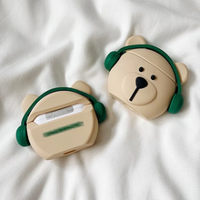 画像をギャラリービューアに読み込む, かわいい くまちゃん デザイン韓国っぽ お洒落 AirPods ケースシンプルイヤホン Bluetooth 落下防止
