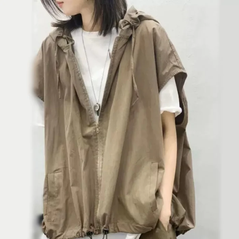 カジュアルジッパータンクトップノースリーブルーズシャツ
