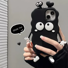 画像をギャラリービューアに読み込む, 韓国っぽスマホ ケースiPhoneケース 白黒 マスコットもこもこケース
