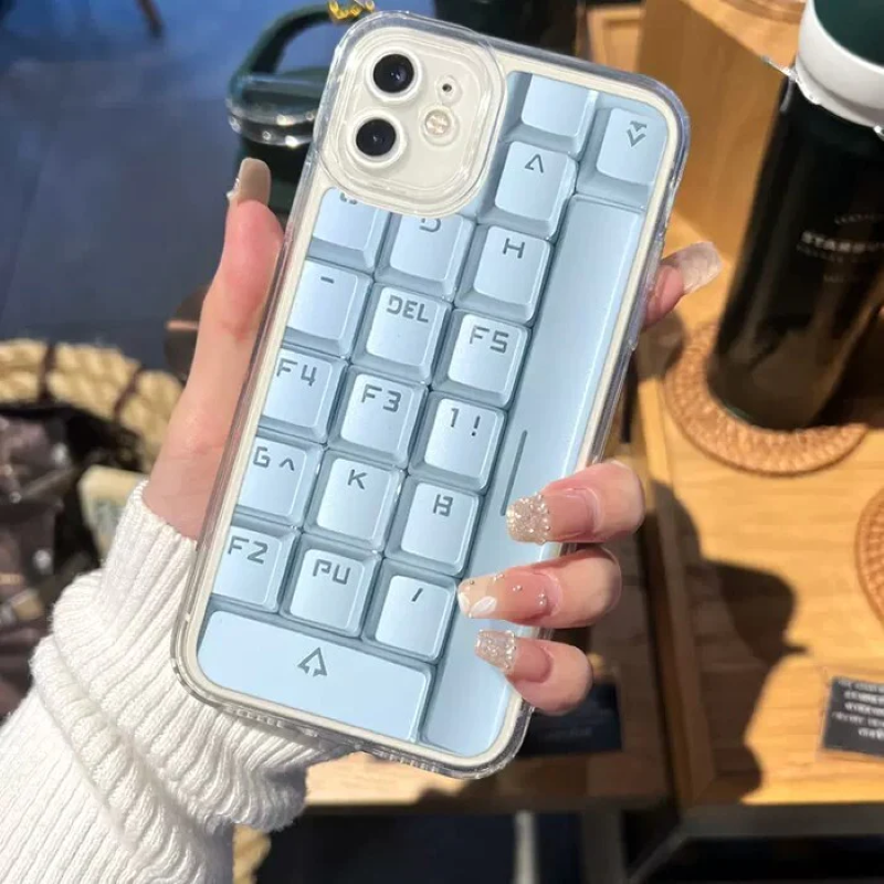 韓国っぽ バズり スマホケースキーボード 型 iPhone カバー 立体 クリア 個性的 おもしろ ユニーク スマホグッズ シリコン