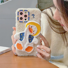 画像をギャラリービューアに読み込む, レトロダック絵文字電話ケース 快適なプラッシュ iPhone ケース
