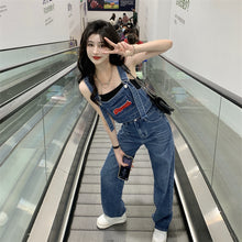 画像をギャラリービューアに読み込む, デニム セットアップ サロペット パンツ 上下2点セット ストレート クロップド丈 美脚見え カジュアル 古着っぽ メンズライク 韓国っぽ ストリート
