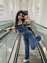 画像をギャラリービューアに読み込む, デニム セットアップ サロペット パンツ 上下2点セット ストレート クロップド丈 美脚見え カジュアル 古着っぽ メンズライク 韓国っぽ ストリート
