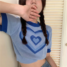 画像をギャラリービューアに読み込む, 韓国系ハートの形トップスtシャツ可愛いゆったりカジュアルシャツ
