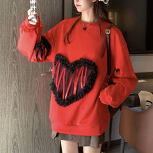 画像をギャラリービューアに読み込む, 秋冬ハート柄着心地いいパーカー韓国風フード付きセーター
