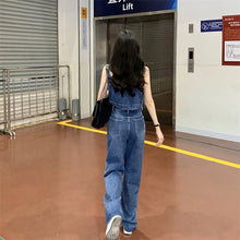 画像をギャラリービューアに読み込む, デニム セットアップ サロペット パンツ 上下2点セット ストレート クロップド丈 美脚見え カジュアル 古着っぽ メンズライク 韓国っぽ ストリート
