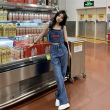 画像をギャラリービューアに読み込む, デニム セットアップ サロペット パンツ 上下2点セット ストレート クロップド丈 美脚見え カジュアル 古着っぽ メンズライク 韓国っぽ ストリート
