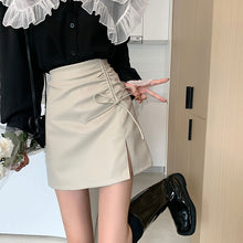 画像をギャラリービューアに読み込む, オシャレPU Aラインスカートガーリー フェミニン 清新韓国系 シンプル
