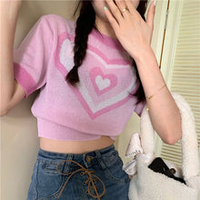 画像をギャラリービューアに読み込む, 韓国系ハートの形トップスtシャツ可愛いゆったりカジュアルシャツ
