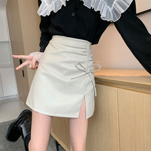 画像をギャラリービューアに読み込む, オシャレPU Aラインスカートガーリー フェミニン 清新韓国系 シンプル

