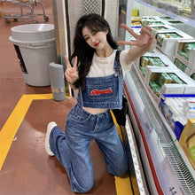 画像をギャラリービューアに読み込む, デニム セットアップ サロペット パンツ 上下2点セット ストレート クロップド丈 美脚見え カジュアル 古着っぽ メンズライク 韓国っぽ ストリート
