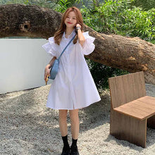 画像をギャラリービューアに読み込む, 韓国っぱシャツワンピ ミニ ワンピ 美脚 カジュアルフェミニンワンピース
