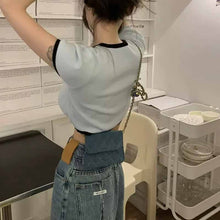 画像をギャラリービューアに読み込む, 韓国っぽ カジュアル半袖 ショート丈Tシャツかわいいトップストレンド感
