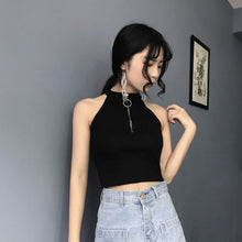 画像をギャラリービューアに読み込む, ニットソー ノースリーブ クロップド丈Tシャツブラウスダンス洋服
