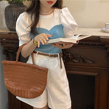 画像をギャラリービューアに読み込む, 着痩せ カジュアルニット半袖Ｔシャツシンプル ストリート
