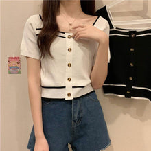 画像をギャラリービューアに読み込む, 韓国系合わせやすい半袖ニットＴシャツブラウスガーリー
