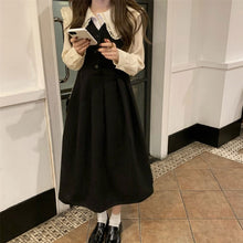 画像をギャラリービューアに読み込む, レトロ シンプル長袖シャツスウィート デートワンピースセット
