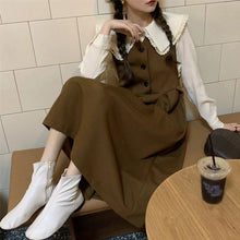 画像をギャラリービューアに読み込む, レトロ シンプル長袖シャツスウィート デートワンピースセット
