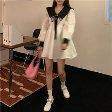 画像をギャラリービューアに読み込む, カレッジ風長袖シャツかわいいカジュアルワンピースガーリー
