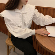 画像をギャラリービューアに読み込む, レトロラージかわいいカジュアル長袖シャツガーリーブラウス
